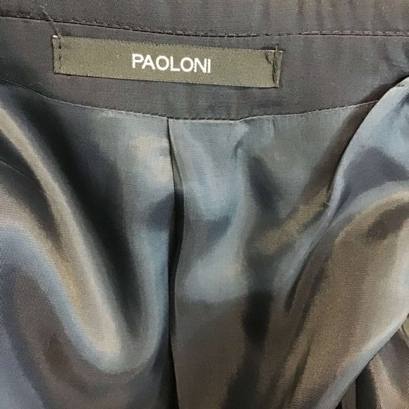 Paoloni Black Two Button Suit Jacket Size 48/US 38 - Picture 6 of 10